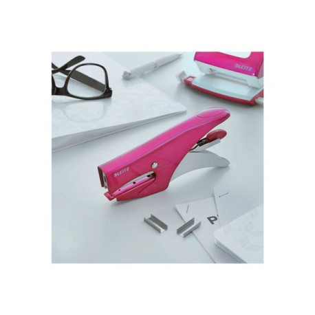 Leitz WOW 5547 - Graffatrice - 15 fogli / 1.5 mm - No.8, 6/4 - metallo - rosa metallizzato