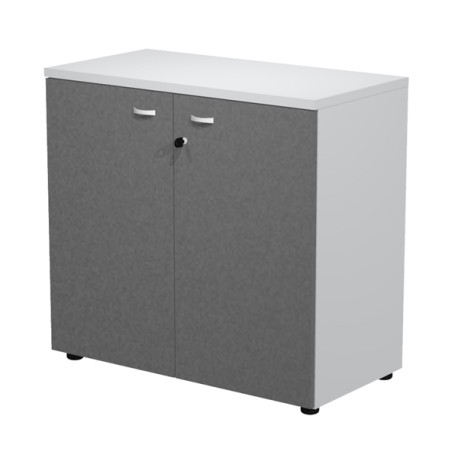 Armadio basso con ante Essence - con serratura - 90 x 46 x 85 cm - bianco/antracite