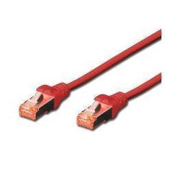 PATCH CORD S/FTP CAT.6 4X2X28AWG CONDUTTORE A TREFOLO GUAINA LSHF ROSSO 0.5M