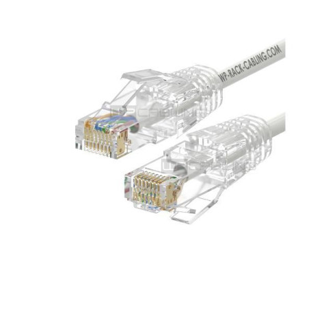 PATCH CORD SLIM U/UTP CAT.6A 4X2X28AWG CONDUTTORE A TREFOLO GUAINA LSHF COLORE BIANCO 3M