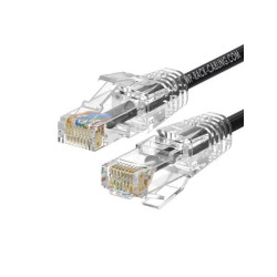 PATCH CORD SLIM U/UTP CAT.6A 4X2X28AWG CONDUTTORE A TREFOLO GUAINA LSHF COLORE NERO 0.5M