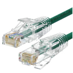 PATCH CORD SLIM U/UTP CAT.6A 4X2X28AWG CONDUTTORE A TREFOLO GUAINA LSHF COLORE VERDE 2M