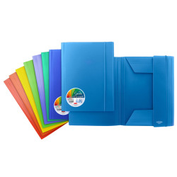 Cartellina Garda 3L - 25,5 x 34,5 cm - PP - 3 lembi - c/elastico - dorso piatto - colori assortiti - Plastibor