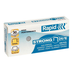 Rapid Strong - Punti metallici - 24/6 - 6 mm - acciaio galvanizzato - pacco da 1000 - per Classic K2, K45- Economy E15, E26- Fa