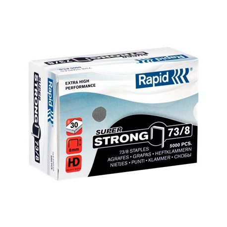 Rapid Super Strong - Punti metallici - 73/8 - 8 mm - acciaio galvanizzato - zincato - pacco da 5000 - per Classic HD31