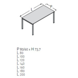 SCRIVANIA VISTA 120X80 GAMBE PONTE BI+GRIGIO