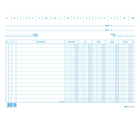 100 schede dare/avere/saldo/iva - 17 x 24 cm orizz. - Edipro