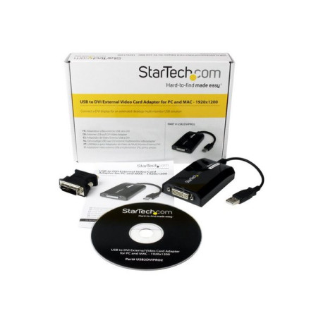 StarTech.com Adattatore USB a DVI - Scheda grafica  USB per PC e MAC- 1920x1200 (USB2DVIPRO2) - Adattatore USB/DVI - USB (M) a 