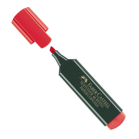 Evidenziatore Textliner 48 -  punta di 3 differenti larghezze: 5,0-3,0-1,0mm - rosso - Faber-Castell