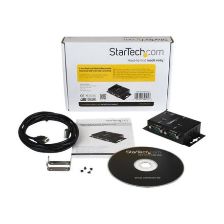 StarTech.com Hub adattatore USB a seriale 2 porte per montaggio a parete con clip per guide DIN (ICUSB2322I) - Scheda seriale -