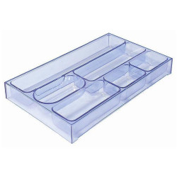 TRAY PORTAOGGETTI - - AZZURRO TRASPARENTE 257X156X34 MM FORMATO COMPATTO E DI POCO INGOMBRO (CONF. 10)