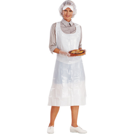 Grembiule monouso - 120 x 70 cm - taglia unica - PE - bianco - Deltaplus - conf. 100 pezzi