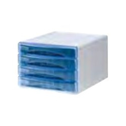 ARDA Olivia - Cassettiera - 4 cassetti - per A4, 265 x 335 mm - blu chiaro trasparente