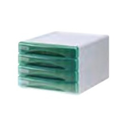 ARDA Olivia - Cassettiera - 4 cassetti - per A4, 265 x 335 mm - verde trasparente