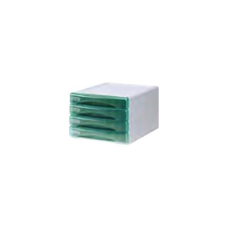 ARDA Olivia - Cassettiera - 4 cassetti - per A4, 265 x 335 mm - verde trasparente