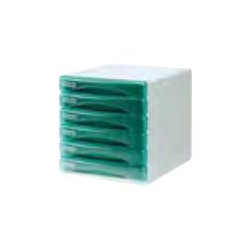 ARDA Olivia - Cassettiera - 6 cassetti - per A4, 265 x 335 mm - verde trasparente