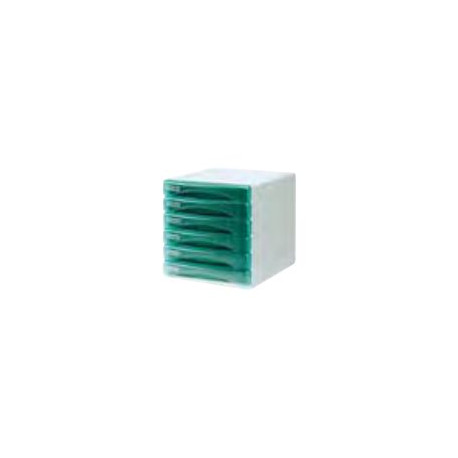 ARDA Olivia - Cassettiera - 6 cassetti - per A4, 265 x 335 mm - verde trasparente