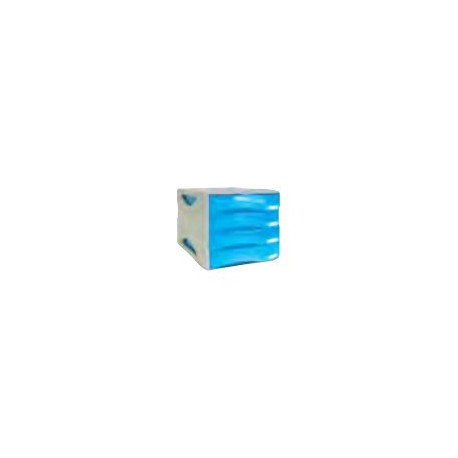 ARDA Smile - Cassettiera - 4 cassetti - per A4, 240 x 320 mm - blu chiaro trasparente