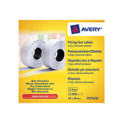 Avery PLP1626 - Carta - adesivo permanente - bianco - 26 x 16 mm 12000 etichette (10 rotolo(i) x 1200) etichette per cartellini