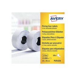 Avery PLR1626 - Carta - adesivo rimovibile - bianco - 26 x 16 mm 12000 etichette (10 rotolo(i) x 1200) etichette per cartellini