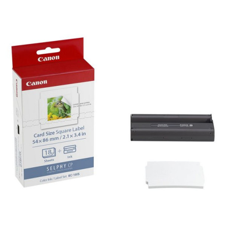 Canon KC-18IS - (18 foglio(i) kit carta e cassetta a trasferimento termico - per Canon SELPHY CP1000, CP1200, CP1300, CP820, CP