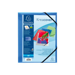 Exacompta Kreacover - Cartelletta a 3 lembi - per A4 - capacità 200 fogli - blu trasparente