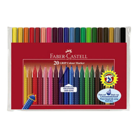 Faber-Castell GRIP - Marcatore - inchiostro colorante alimentare a base acquosa - fine (pacchetto di 20)