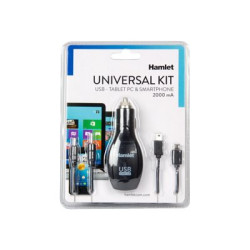 Hamlet Universal Kit - Adattatore alimentazione per auto - 2000 mA (USB) - sul cavo: Micro-USB