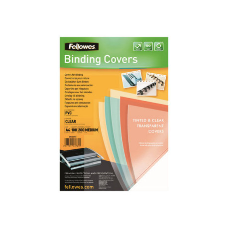 Fellowes - A4 (210 x 297 mm) - 200 micron - trasparente - 100 pezzi copertina in PVC per rilegatura - per Fellowes Galaxy 500, 