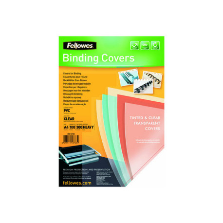 Fellowes Superclear PVC - A4 (210 x 297 mm) - 300 micron - trasparente - 100 pezzi copertina in PVC per rilegatura - per Fellow