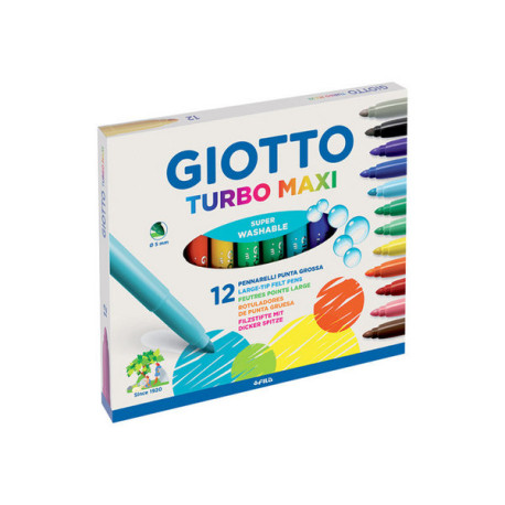 GIOTTO Turbo Maxi - Penna punta in fibra - viola - inchiostro base acqua - 5 mm (pacchetto di 12)