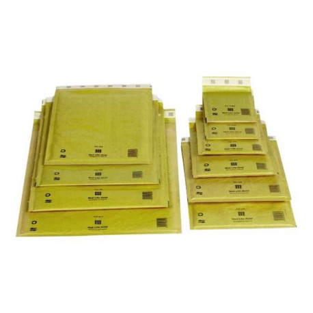 Mail Lite - Busta postale - 120 x 210 mm - rettangolare - estremità aperta - autoadesiva - pluriball - oro - pacco da 10