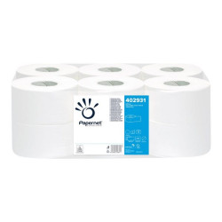 Papernet Mini Jumbo - Carta igienica - pura cellulosa - 609 fogli - rotolo - 185.75 m - bianco (pacchetto di 12)