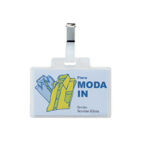 SEI PASS 3M - Badge per il nome - per 95 x 60 mm - clip - trasparente (pacchetto di 100)