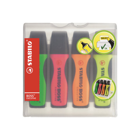 STABILO BOSS EXECUTIVE - Evidenziatore - arancione fluorescente, giallo fluorescente, verde fluorescente, rosa fluorescente - i