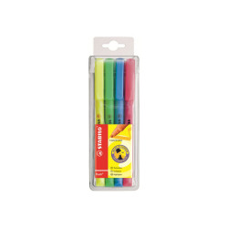 STABILO flash - Evidenziatore - blu fosforescente, giallo fluorescente, verde fluorescente, rosa fluorescente - inchiostro base