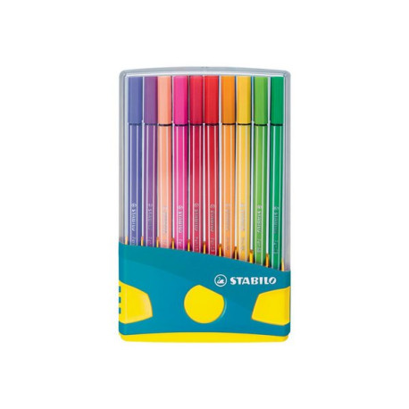 STABILO Pen 68 - Penna punta in fibra - colori assortiti - inchiostro base acqua - 1 mm - medio (pacchetto di 20)