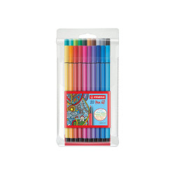 STABILO Pen 68 - Penna punta in fibra - colori assortiti - inchiostro base acqua - 1 mm - medio (pacchetto di 20)