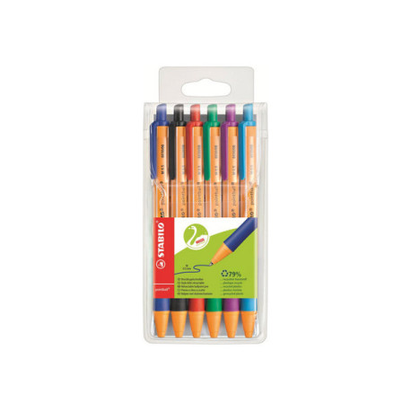 STABILO pointball - Penna a sfera - nero, rosso, blu, verde, turchese, lilla - 0.5 mm - medio - retrattile (pacchetto di 6)