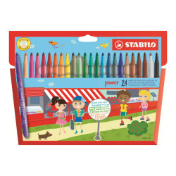 STABILO power - Penna punta in fibra - colori assortiti - 2 mm - larga (pacchetto di 24)