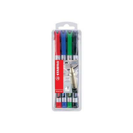 STABILO Write-4-all - Marcatore - permanente - nero, rosso, blu, verde - inchiostro a base alcolica - 1 mm - medio (pacchetto d