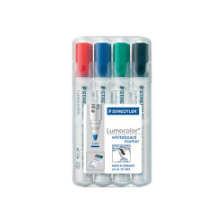 STAEDTLER Lumocolor - Marcatore - per vetro, lavagna bianca, porcellana - nero, rosso, blu, verde - 2 mm (pacchetto di 4)