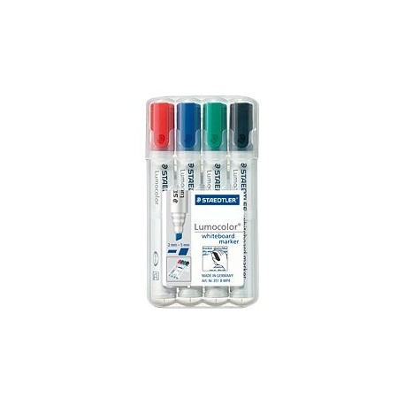 STAEDTLER Lumocolor - Marcatore - per vetro, lavagna bianca, porcellana - nero, rosso, blu, verde - 2-5 mm (pacchetto di 4)