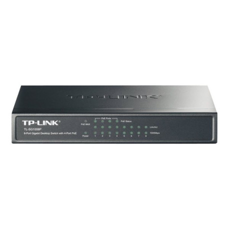 TP-Link TL-SG1008P - Switch - unmanaged - 4 x 10/100/1000 (PoE) + 4 x 10/100/1000 - desktop - PoE