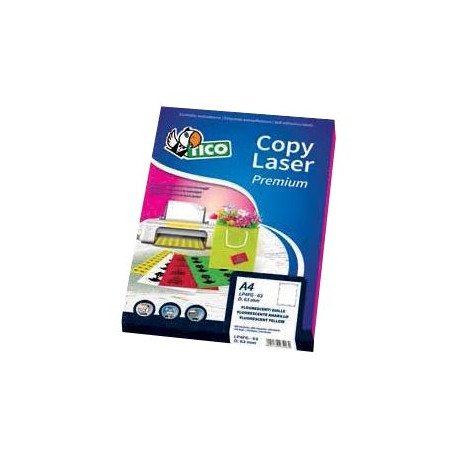 Tico Copy Laser Premium - Carta - rosso - A4 (210 x 297 mm) 70 etichette (70 foglio(i) x 1) etichette fluorescenti