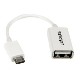 StarTech.com Cavo Adattatore micro USB a USB femmina OTG da viaggio - Connettore micro USB a USB 12cm M/F - Bianco - Adattatore