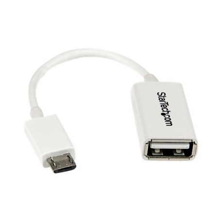 StarTech.com Cavo Adattatore micro USB a USB femmina OTG da viaggio - Connettore micro USB a USB 12cm M/F - Bianco - Adattatore