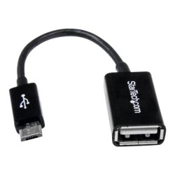 StarTech.com Cavo Adattatore micro USB a USB femmina OTG da viaggio - Connettore micro USB a USB 12cm M/F - Nero - Adattatore U