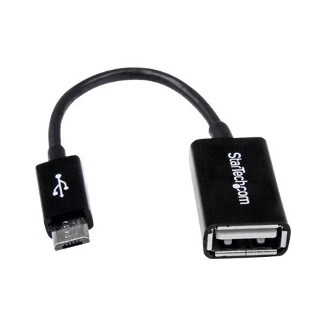 StarTech.com Cavo Adattatore micro USB a USB femmina OTG da viaggio - Connettore micro USB a USB 12cm M/F - Nero - Adattatore U