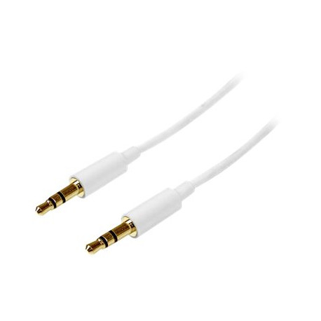 StarTech.com Cavo audio stereo slim da 3,5 mm bianco 1m - M/M - Cavo per cuffie da maschio a maschio - Mini jack da 3,5 mm (MU1